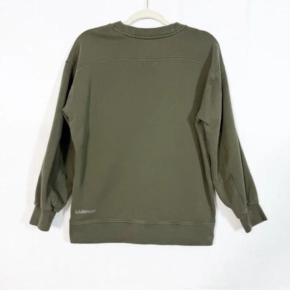 Lululemon Perfectly Oversized Crew Crewneck Sweatshirt Cotton Terry Army Green - Picture 4 of 9